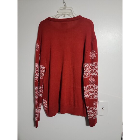 Party Sweater Mens Red Cat Christmas 100% Acrylic Sweater - Size XL - Picture 2 of 4